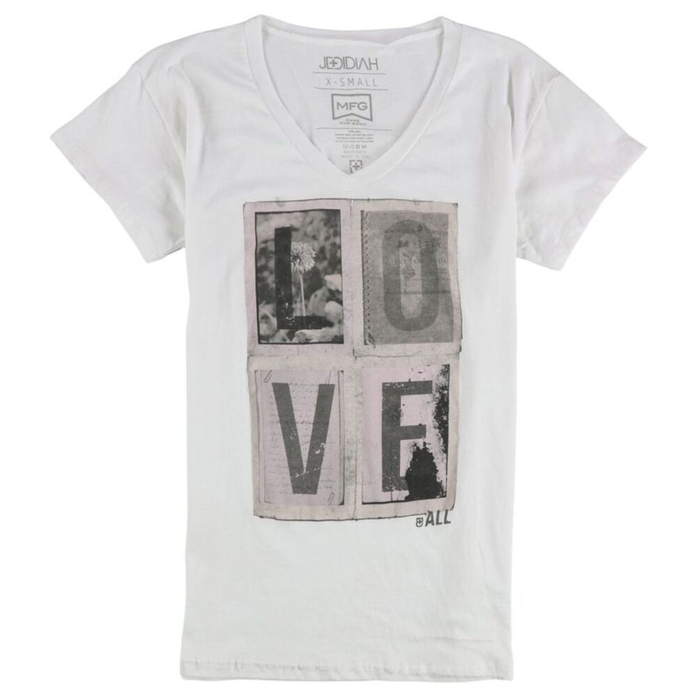 Jedidiah Womens Love All Graphic T-Shirt, White, XS, DM